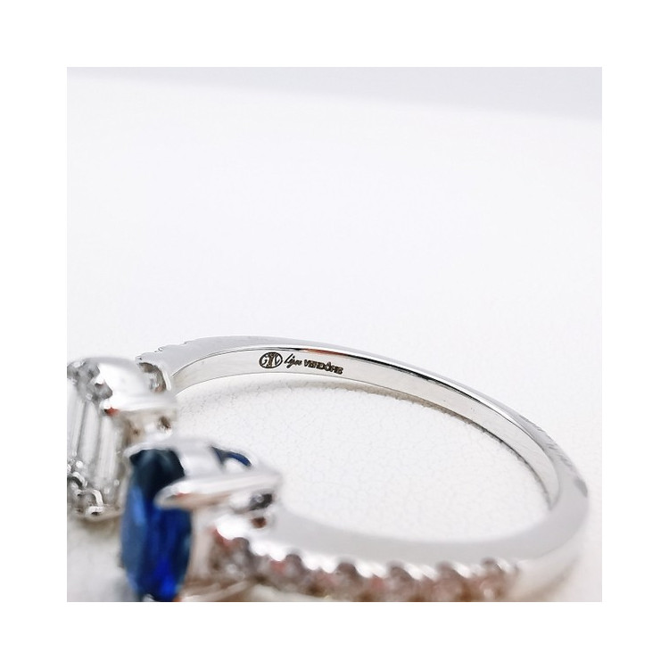 Bague Saphir Diamants Ligne Vendôme Or blanc 750 - 18 carats