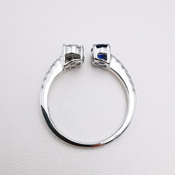 Bague Saphir Diamants Ligne Vendôme Or blanc 750 - 18 carats