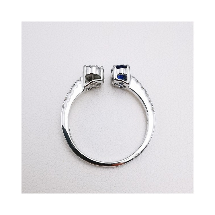 Bague Saphir Diamants Ligne Vendôme Or blanc 750 - 18 carats