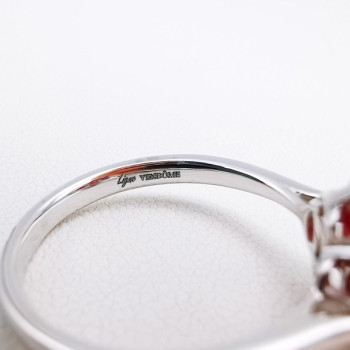 Bague Trèfle Rubis Diamants Ligne Vendôme Or blanc 750 - 18 carats