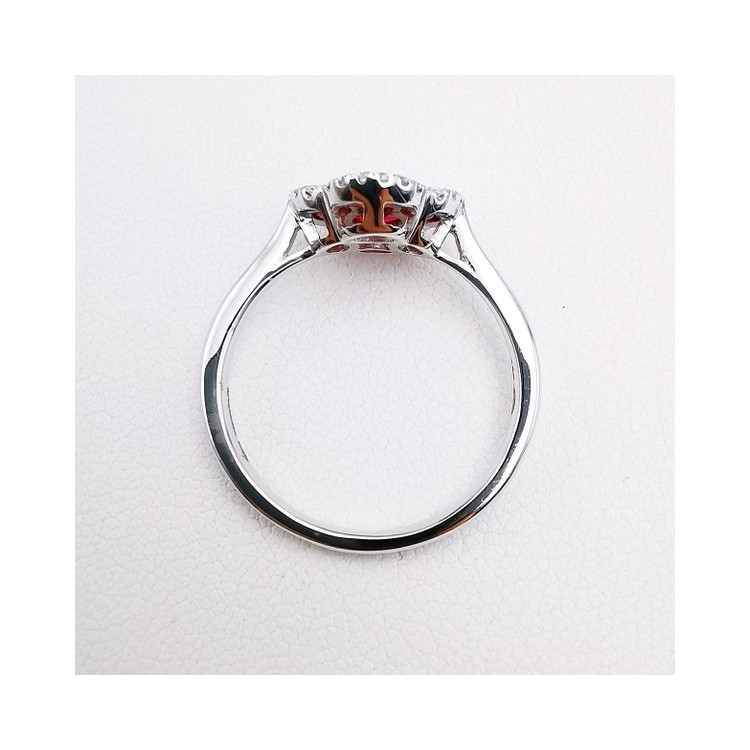 Bague Trèfle Rubis Diamants Ligne Vendôme Or blanc 750 - 18 carats