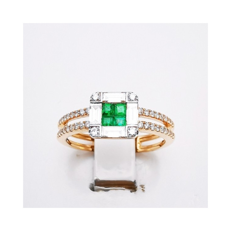 Bague Emeraudes Diamants Ligne Vendôme Or Rose 750 - 18 carats