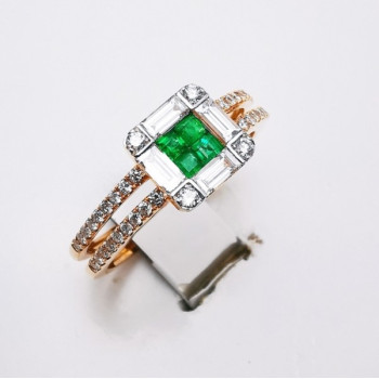 Bague Emeraudes Diamants Ligne Vendôme Or Rose 750 - 18 carats