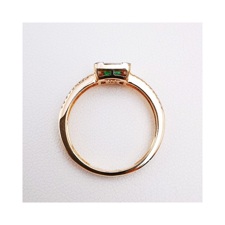 Bague Emeraudes Diamants Ligne Vendôme Or Rose 750 - 18 carats