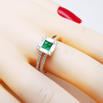 Bague Emeraudes Diamants Ligne Vendôme Or Rose 750 - 18 carats