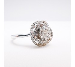 Bague Rose Diamants Ligne Vendôme Or Blanc 750 - 18 carats