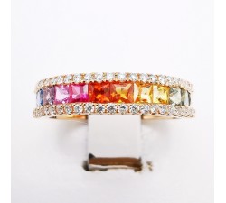 Bague Rainbow Saphirs Diamants Ligne Vendôme Or rose 750 - 18 carats