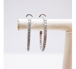 Boucles d'oreilles creoles Diamants Ligne Vendôme Or Blanc 750 - 18 carats