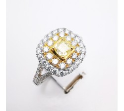 Bague Diamant Jaune & Diamants Ligne Vendôme Or Blanc 750 - 18 carats