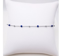 Bracelet Perles Bleues Argent