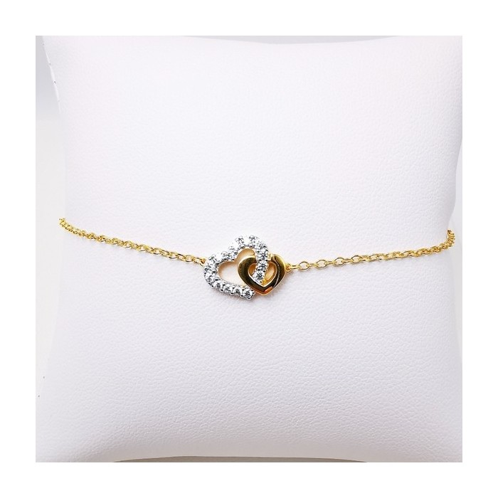 Bracelet Cœurs Oxydes de Zirconium Plaqué Or