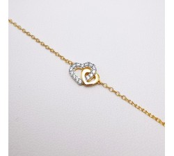 Bracelet Cœurs Oxydes de Zirconium Plaqué Or