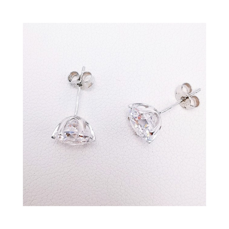 Boucles d'Oreilles Puces Oxydes de Zirconium Or Blanc 750 - 18 carats