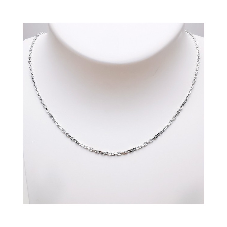 Chaîne 40 cm Or Blanc 750 - 18 carats Maille Forçat 5.10 Grammes