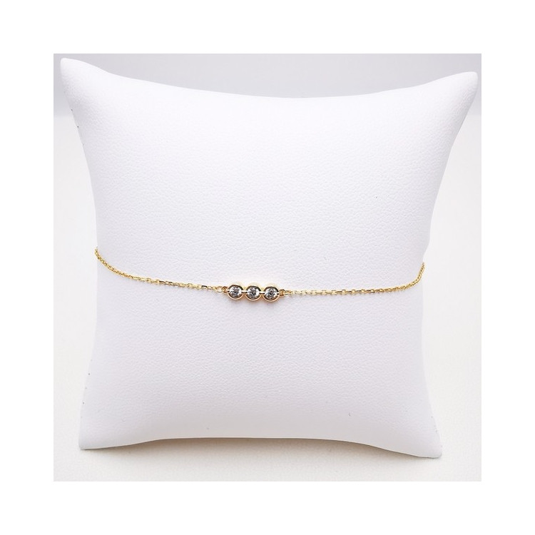 Bracelet Trilogie Oxydes de Zirconium Or Jaune 750 - 18 carats