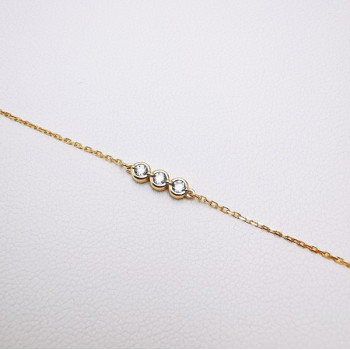 Bracelet Trilogie Oxydes de Zirconium Or Jaune 750 - 18 carats