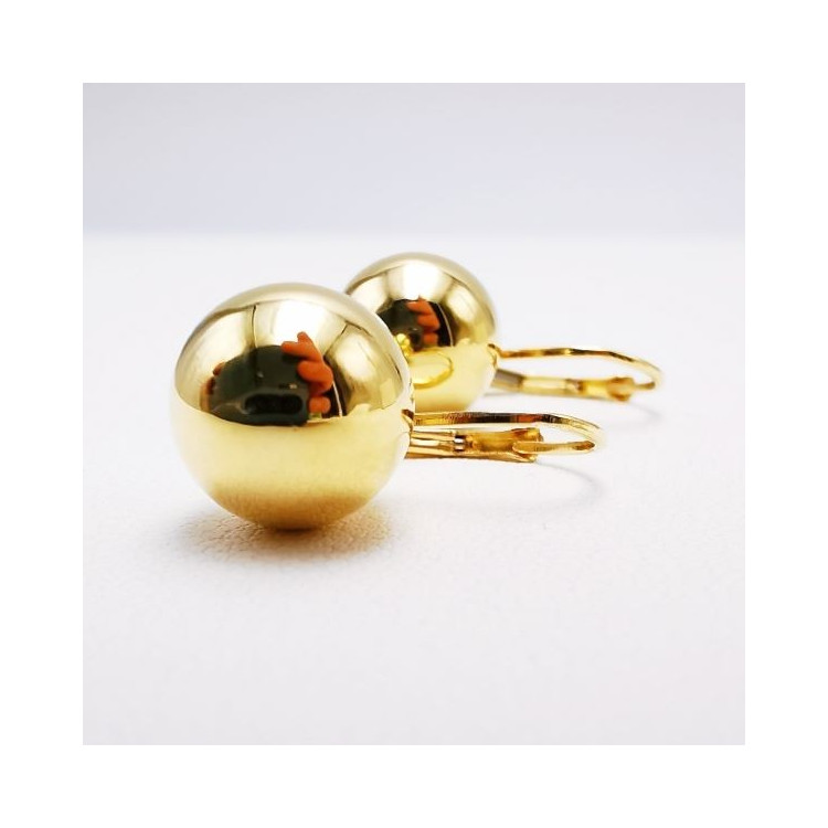 Boucles d'Oreilles Dormeuse Boules Or Jaune 750 - 18 carats