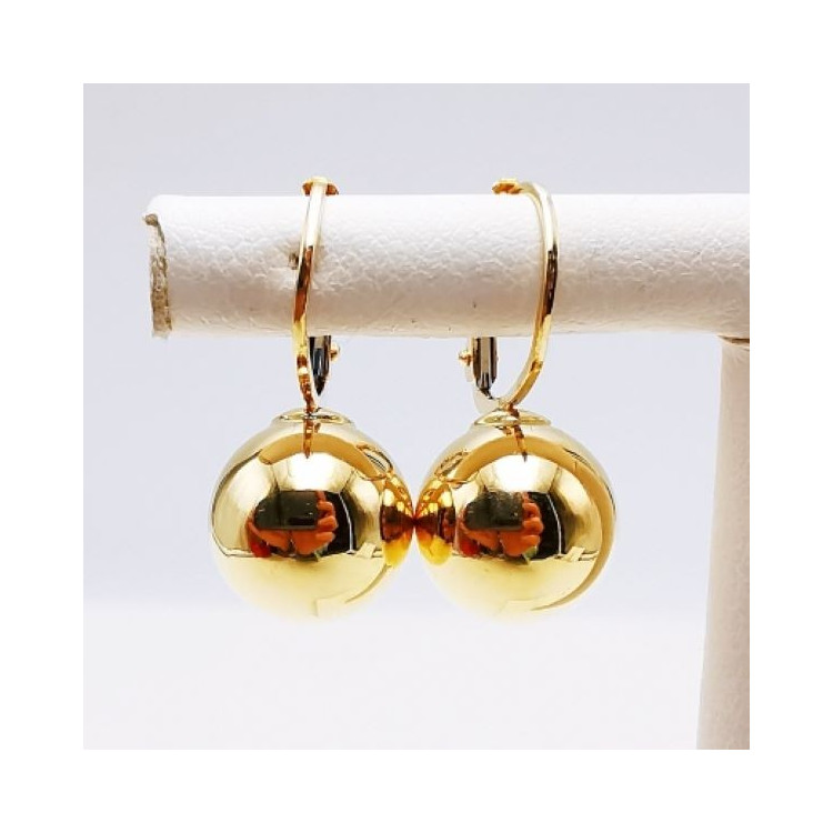 Boucles d'Oreilles Dormeuse Boules Or Jaune 750 - 18 carats