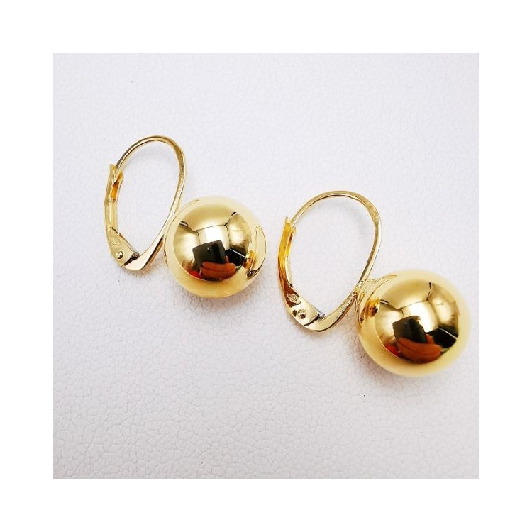 Boucles d'Oreilles Dormeuse Boules Or Jaune 750 - 18 carats