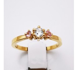 Bague Pauline Diamant et Saphirs roses Or Jaune 750 -18 carats