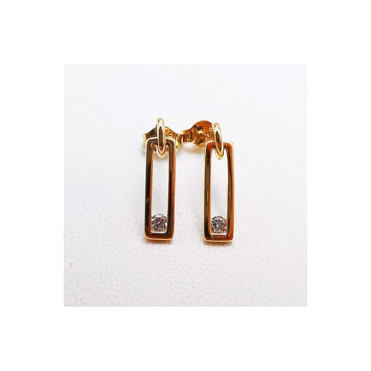 Boucles d'Oreilles Oxyde de Zirconium Or Jaune 750 - 18 carats