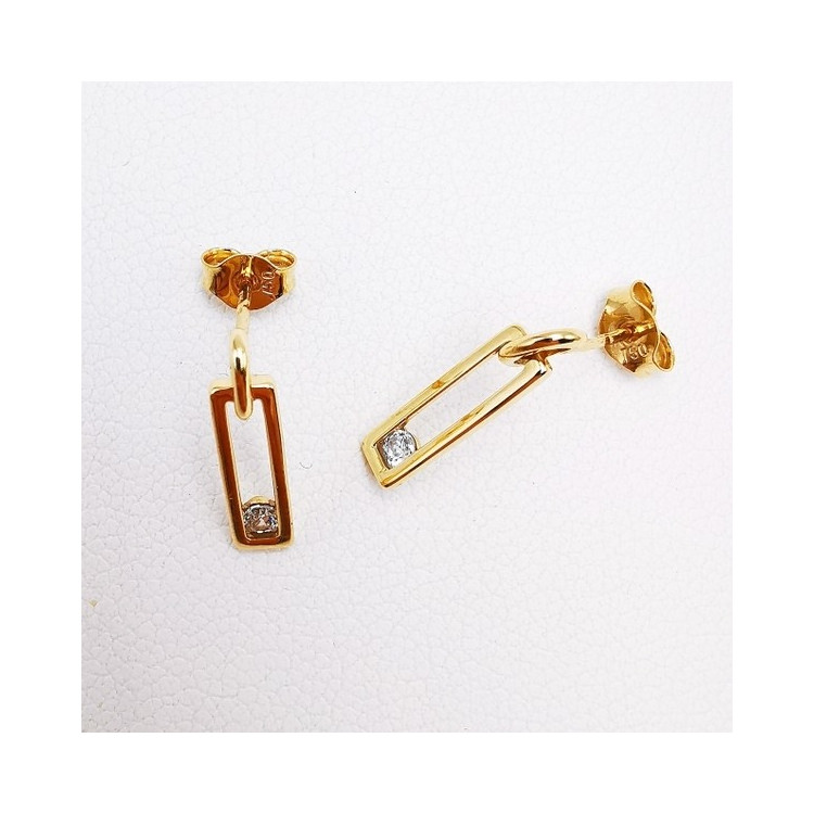 Boucles d'Oreilles Oxyde de Zirconium Or Jaune 750 - 18 carats