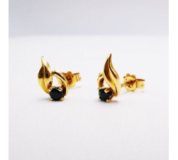 Boucles d'Oreilles Puces Saphir Or Jaune 750 - 18 carats (Bijou Occasion)