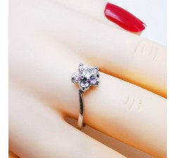 Bague Lady Flower Diamant Saphir Rose Or Blanc 750 - 18 carats
