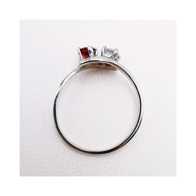 Bague "Toi et Moi" Aigue Marine Grenat Or blanc 750 - 18 carats